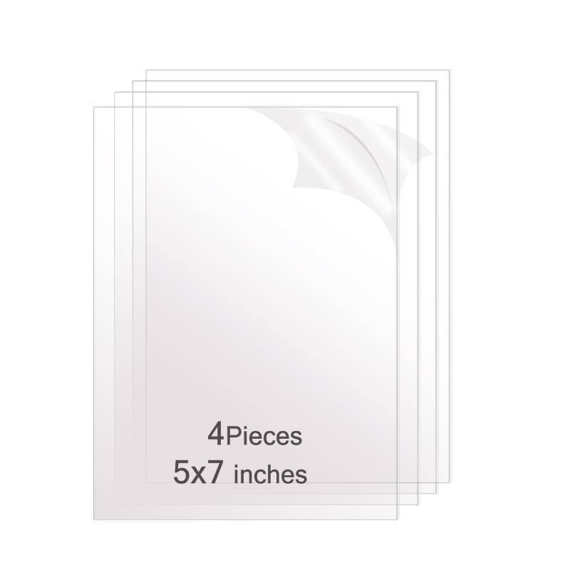 lot 43252 image: 5X7 18 Inch Thick 4 Pack Highly Transparent Smooth Edged Acrylic Plastic Sheets for DIY Crafting -3MM- Available in Variety of Sizes with Precision Cutouts for Easy Handling(3MM-5X7-4PCS)