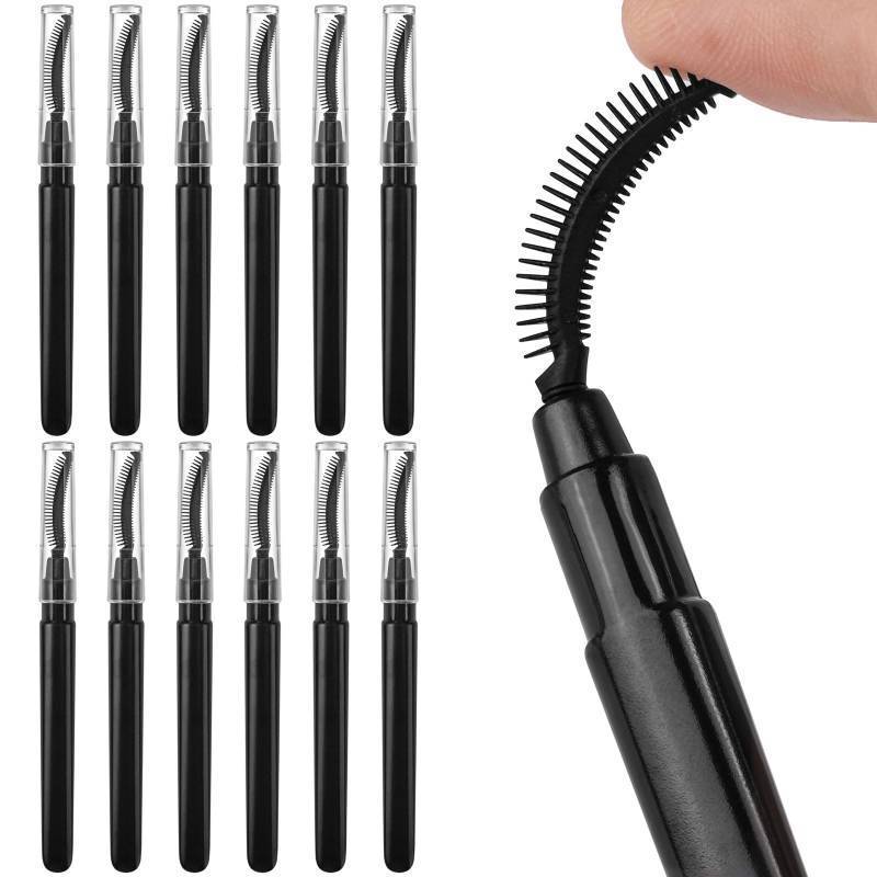 lot 43890 image: 10 Pcs Mascara Wands Reusable Silicone Eyelash Brushes Spoolies Eyebrow Brushes Black with Lid