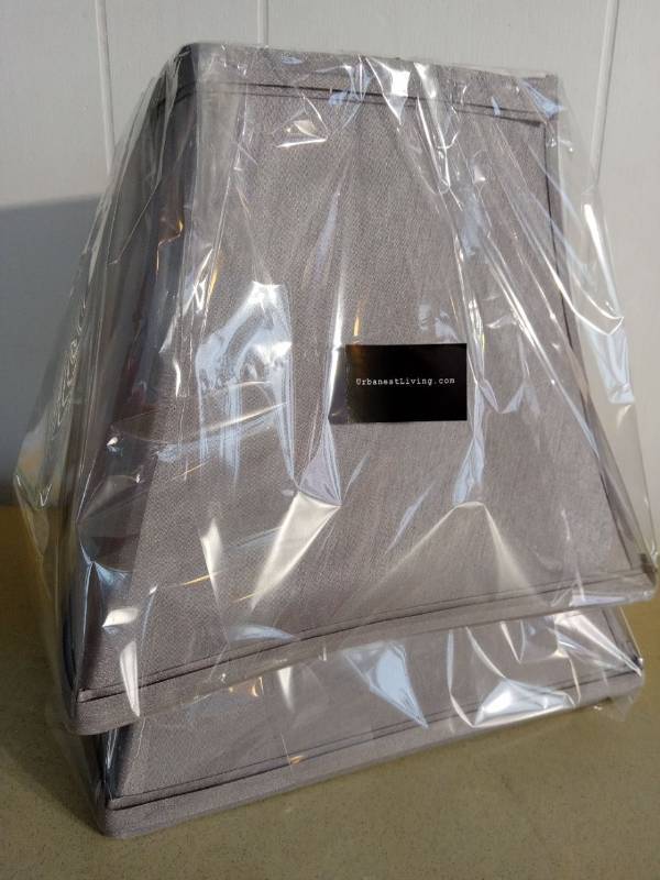 lot 51663 image: FACTORY SEALED - Silk Square Cut Lampshade, 5.25 inch Top, 9 inch Bottom, 8 inch Slant, Silver Gray Modern Lamp Shade Set of 2