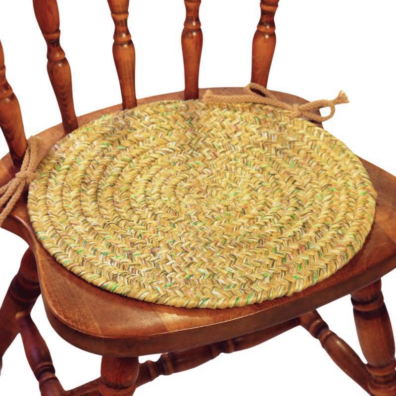 lot 51669 image: (UNUSED) Rhody Rug Sandi SA58 Oatmeal 15 x 15 Chair Pad Set-of-4 - Round Chair Cushion with Ties for Round Shaped Patios Dining Room Seat - Seat Cushions - Set of 4