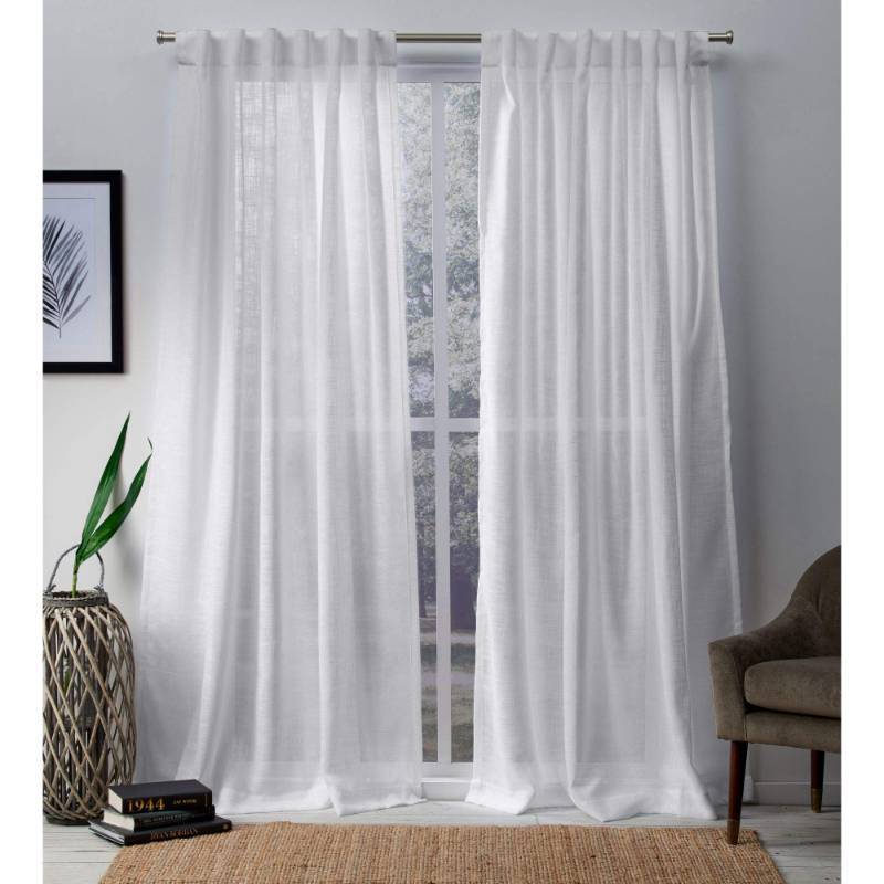lot 51701 image: (UNUSED) Exclusive Home Curtains Bella Sheer Hidden Tab Top Curtain Panel Pair, 54x96 White (2 Panels Included)