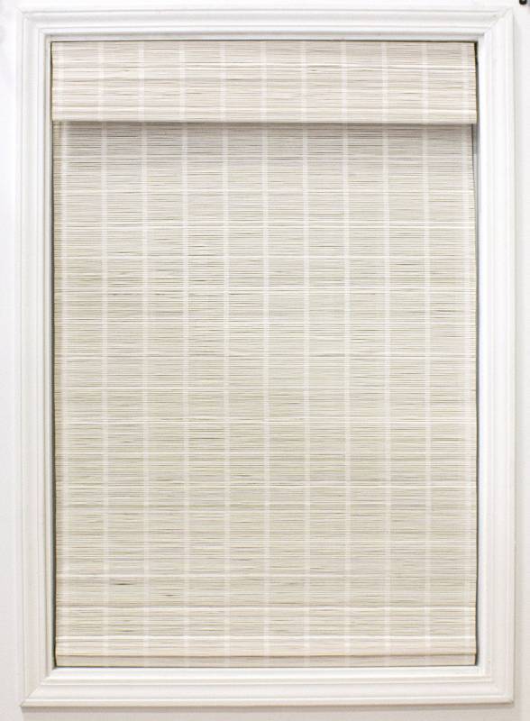 lot 51710 image: (UNUSED) Radiance Cordless Bamboo Roman Shades for Windows - Matchstick Bamboo Blinds for Defuse Sun Light - Easy to Lift & Fold Up Window Shades - White - 29 W x 64 L - Includes 2 Window Shades (Hardware and instruction manual included)