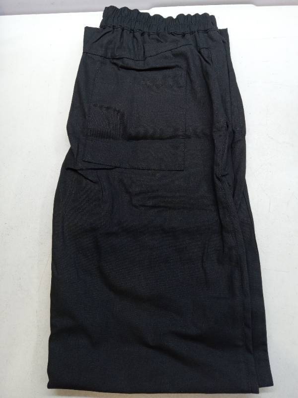 lot 51812 image: (UNUSED) APWEQATA Wide Leg Cropped Pants for Women Cotton High Waisted Pants Loose Casual Ankle Pants with Pockets Black Size Medium - Retail $18