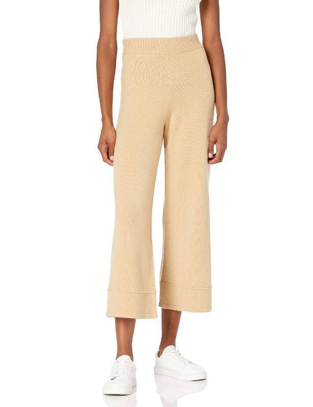 lot 51830 image: FACTORY SEALED - The Drop Womens Bernadette Pull-On Cropped Sweater Pant, Curds & Whey, M