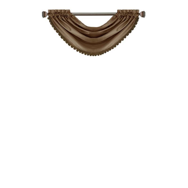 lot 51870 image: FACTORY SEALED - Elrene All Seasons Room-Darkening Waterfall Window Valance, Accessory for Bedroom or Living Room Windows with Rod Pocket Tabs, 52 x 36 Antique Gold 2 Valance