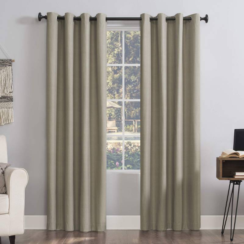 lot 51875 image: FACTORY SEALED - Sun Zero Columbia Thermal Energy Saving 100% Blackout Grommet Curtain Panel, 1 Panel, 50 x 84 Stone
