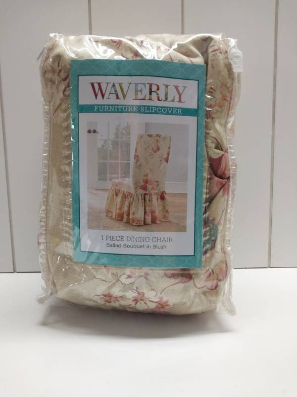 lot 51880 image: FACTORY SEALED - Waverly Ballad Bouquet Dining Chair Slipcover, 1 Piece, Fits Most Armless Chairs, 42 Tall