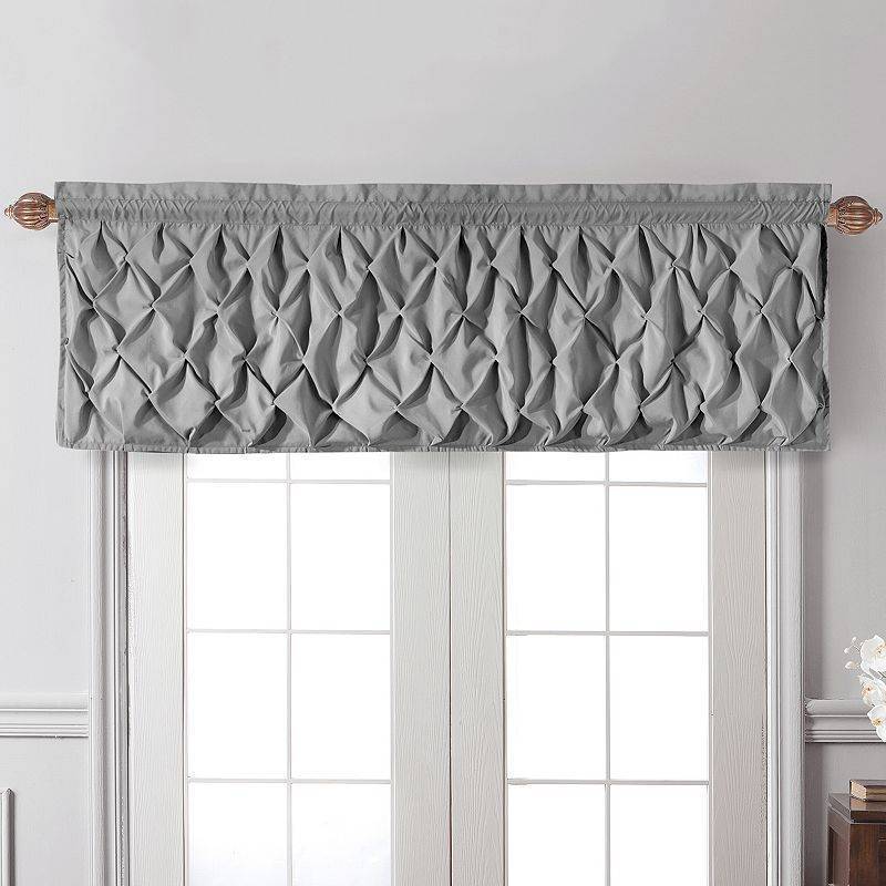 lot 51885 image: FACTORY SEALED - VCNY Home Carmen Grey Solid Color Rod Pocket Light-Filtering Curtain Valance  60  x 20