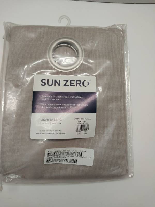 lot 51888 image: FACTORY SEALED - Sun Zero Blackout Curtain Panel - Lichtenberg, Linen, 50 x 108 1 Panel
