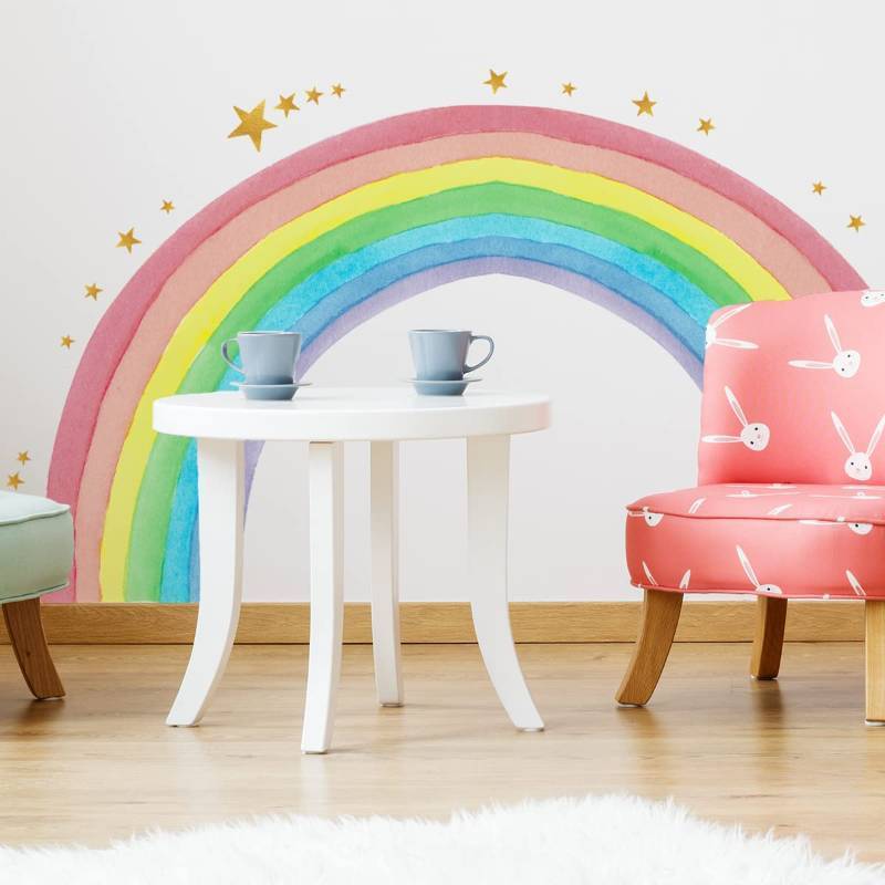 lot 56062 image: FACTORY SEALED - Rainbow Wall Stickers Wall Decals Peel and Stick Removable Rainbow Art Wall Decor for Living Room Bedroom Nursery Office