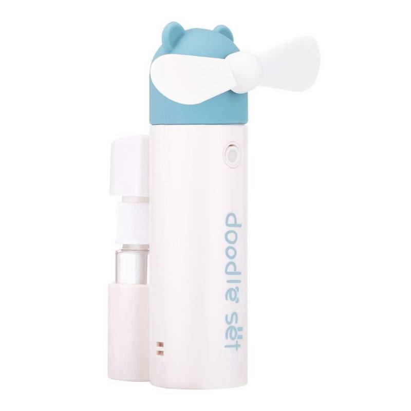 lot 56113 image: FACTORY SEALED - KOODER Handheld Mini Portable Misting Fan, USB Rechargeable, 1200mAh Battery for 6 Hrs Continuous Work (Blue)