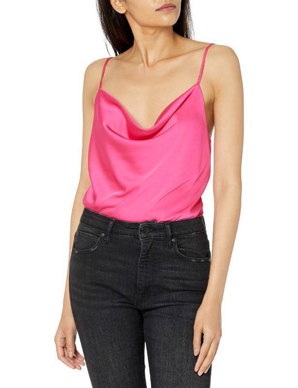 lot 60485 image: FACTORY SEALED - The Drop Womens Christy Cowl Neck Cami Silky Stretch Top, Hot Pink, XL