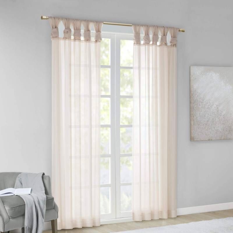 lot 100147 image: (UNUSED) Madison Park Ceres DIY Twisted Tab Sheer Curtain, Pair Panels, Lightweight Window Treatment, Voile Privacy, Light Filtering Drape for Bedroom and Apartment, 50 in x 84 in, Blush 2 Piece