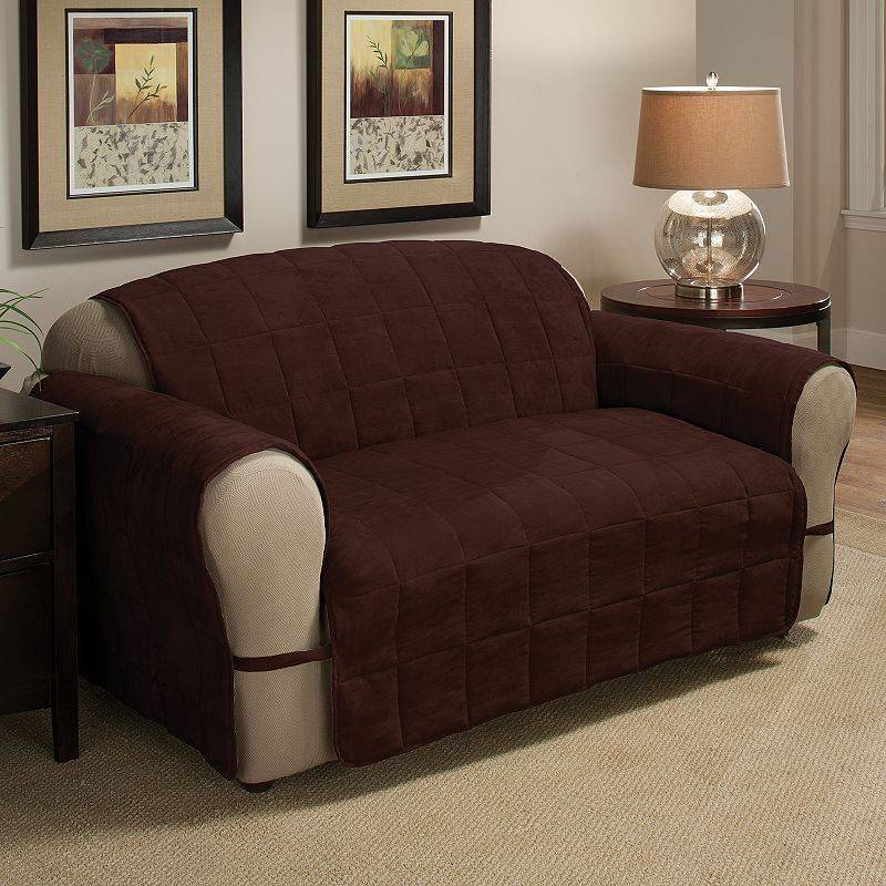 lot 64767 image: PKaufmann Home Faux Suede Ultimate Sofa Protector, Chocolate, Size 154x98.5 Description PKaufmann Home Faux Suede Ultimate Sofa Protector, Chocolate, Size 154x98.5  Additional Detail Open Box