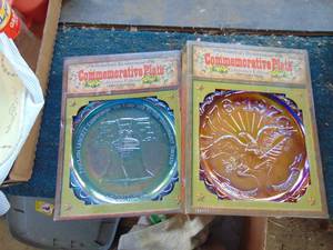 lot 1842 image: Indiana Glass - Centennial Commemorative plates
