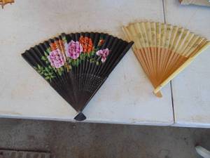 lot 1853 image: Pair of Fans and Vintage Parasol