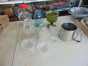 lot 1868 image: Ball Jars - Flour sifter and decor