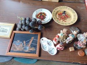 Glass grapes and collectibles