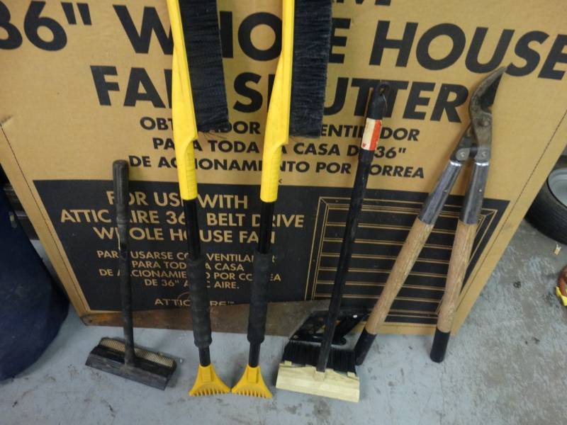 lot 7642 image: Lot of clippers, window scrapers, & more.