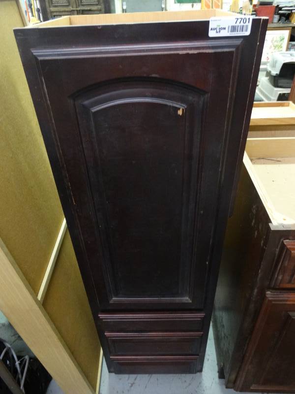 lot 7701 image: Tall cabinet w 1 door & 3 drawers