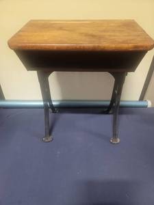 Industrial School Desk with Cast Iron Legs