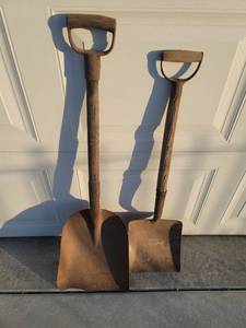 lot 42 image: Old Steel Garden Shovels with Wood Handles