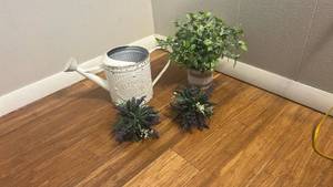 lot 85 image: Decorative White Metal Watering Can