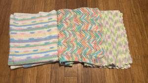 lot 105 image: Handmade Pastel Chevron Baby Afghans