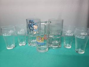 lot 146 image: Mixed Collectible Glass Set - Coca Cola & German Beer Glasses