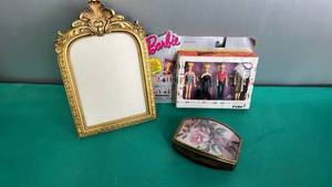 lot 164 image: Barbie Special Edition 4 Keychain Set with Framed Pin Cushion and Trinket Dish