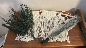 lot 234 image: Macrame Wall Hanging with Artificial Eucalyptus