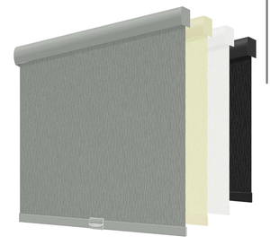 lot 2374 image: ChrisDowa Cordless Blackout Roller Shades for Windows, Striped Free-Stop Window Blinds with Privacy, Thermal Insulated Window Shades for Home, Office and Door. Grey, 32 W x 72 H - Retail $0