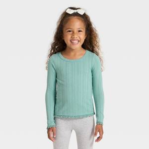 lot 2387 image: 6 pack Toddler Girls Long Sleeve Pointelle T-Shirt - Cat & Jack�� Green 12M