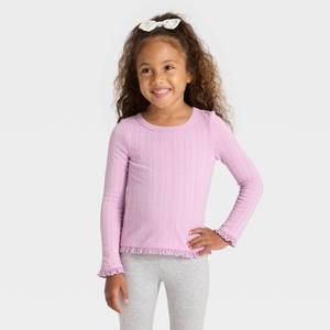 lot 2430 image: 6 pack Toddler Girls Long Sleeve Pointelle T-Shirt - Cat & Jack�� Lavender Mauve 2T