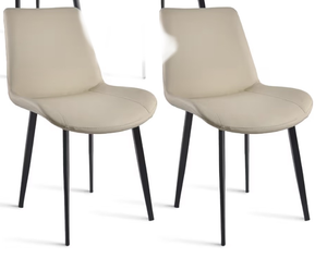 lot 2447 image: Dining Chairs, Modern PU Leather Dining Room Chair with Sturdy Metal Legs, Upholstered Seat Dinner Chairs Accent Side Chairs for Indoor Kitchen Living Room (Light Grey, Set of 2) Colamy - Retail $0