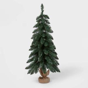 lot 2449 image: 3 Unlit Downswept Alberta Spruce Mini Artificial Christmas Tree with Burlap Base - Wondershop�� - Retail $30