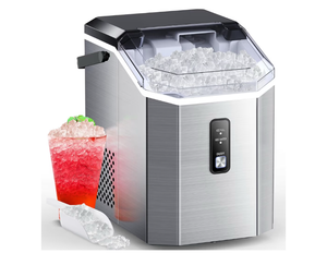 lot 2450 image: Nugget Ice Maker BLACK Countertop, Chewable Nugget Ice Cubes Machine, Quick Ice Making 34LbsDay, Self-Cleaning, Portable Ice Machine for Home Kitchen Office Party - Retail $0