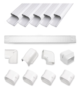 lot 2459 image: MOOITEK 3 10Ft PVC Line Set Cover Kit for Ductless Mini Split Air Conditioners, Decorative PVC Slim Line Cover for Central AC & Heat Pumps Systems Tubing Cover White - Retail $0