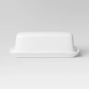 lot 2460 image: 2pc Porcelain Butter Dish White - Threshold�� Butter Holder, Microwave & Dishwasher Safe, 4 Volume Capacity