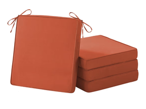 lot 2467 image: Covers only- Patio Chair Cushions, 19 x 19 x 3 Outdoor Chair Cushions Set of 4, Waterproof Outdoor Cushions for Patio Furniture, Outdoors Seat Cushions Set of 4 with Handle and Ties, Spice - Retail $0