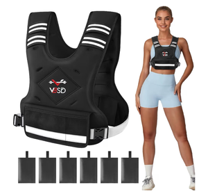lot 2477 image: VBSD Adjustable Weighted Vest for Women Men 4-10lb11-20lb20-32lb Vest with 6 Ironsand Weights Body Weight Vest with Reflective Strip for Running Walking Strength Training Workouts - Retail $0