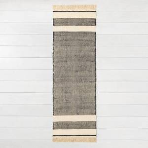 lot 2478 image: 24 x 7 Jute Runner Rug BlackNatural - Hearth & Hand�� with Magnolia Woven Indoor Entryway Mat - Retail $50