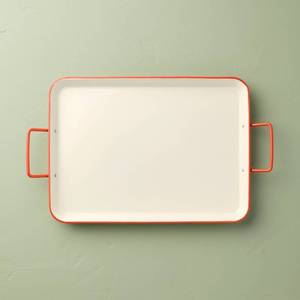 lot 2483 image: Powder-Coated Metal Rectangular Serving Tray CreamOrange - Hearth & Hand�� with Magnolia - Retail $30