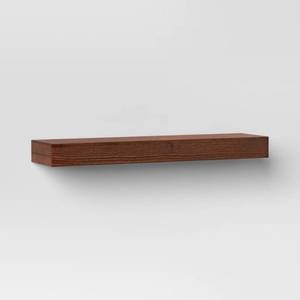 lot 2486 image: 24 Floating Dark Wood Shelf Walnut Brown - Threshold�� Wall-Mounted, Open Shelving - Retail $40