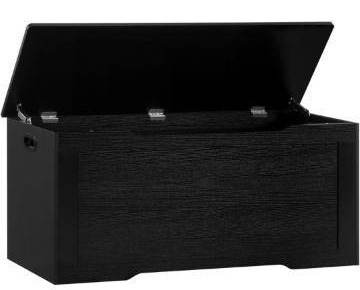 lot 5161 image: USIKEY 29.5 Storage Chest, Toy Chest, Toy Box with Safety Hinges, Lift Top Storage Bench, Supports 220 lb, for Living Room, Bedroom, Entryway, Black