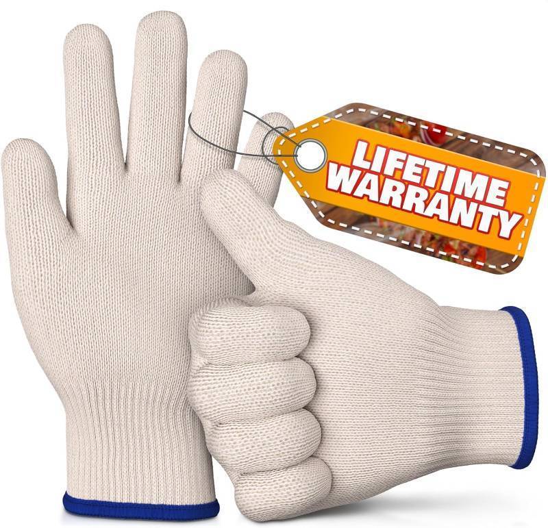 lot 6308 image:  bogo Brands Heat Resistant Gloves for Cooking &amp Grilling Aramid Oven Mitts Gloves with Fingers, Short-Term Hand Protection up to 932°F and Secure Grip for Baking, Fryer, and BBQ