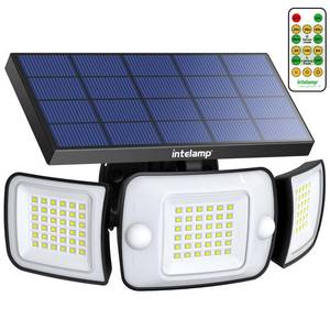 lot 3214 image: intelamp Outdoor Solar Light Waterproof, 6000mAh 1200LM Motion Sesnsor Flood Lights with Dual Sensor, 4 Modes Remote Control, 270° Wide Angle Security Light for Garden Garage Yard Pathway Farm