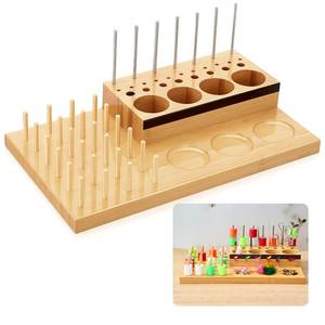 lot 3215 image: Yalikop Wooden Fly Tying Fishing Kit Organizer with Soft Magnets & Thread Spool Stand, Fly Tying Tool Caddy Desktop Storage Rack, Fishing Materials Tray Station