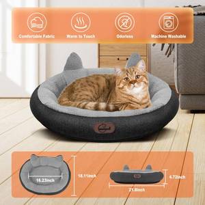 lot 3220 image: herehomi Heated Cat Bed for Small Size Cats, Heated Pet Bed with Timer & Temp Adjustable, Removable Waterproof Pet Heating Pad for Indoor, Gray Cozy Donut Electric Bed Heater Warmer for Kitten Cat