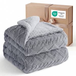 lot 3221 image: Bedsure Gentlesoft Sherpa King Size Blanket for Bed- Fleece Fluffy & Cozy Cable Jacquard Tufted for Women Gift, Thick and Warm Christmas Blanket for Winter, Grey, 108x90 Inches